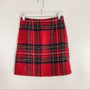 NWOT [new look] red plaid tweed pencil skirt